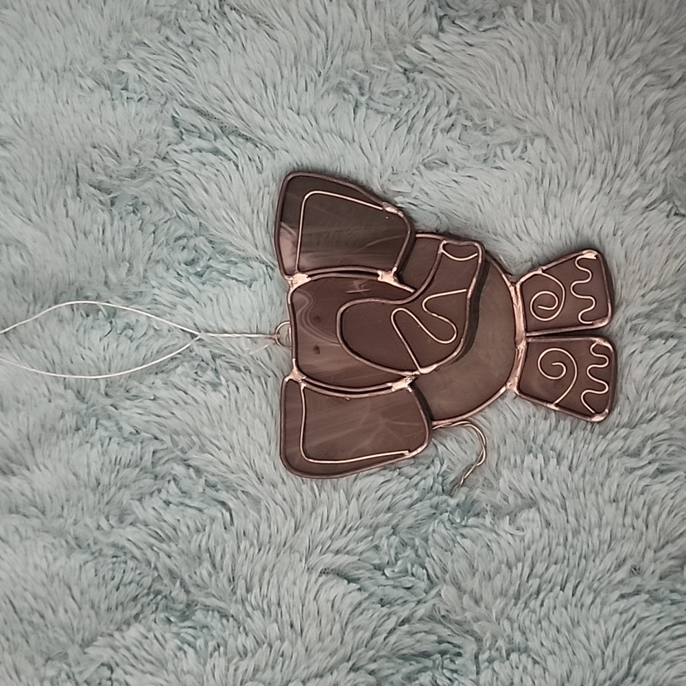 Gray stained glass elephant window ornament